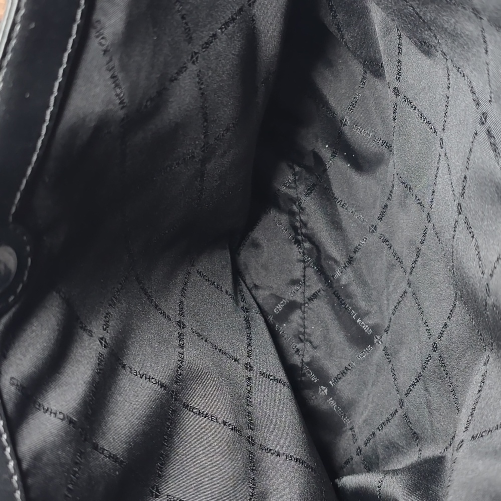 Michael Kors Cindy Dome Satchel Black Gray MK Monogram Crossbody Bag COA - Picture 7 of 13